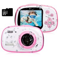 Dessports Kids Digital Camera for Toddler Girls Waterproof 6X Zoom Video Cameras Rechargeable Kid Shockproof HD Camera with MP3 MP4 Player Game 16GB Micro Card Gift for 3-6 Years Old Boys Diving, Pink