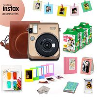 Fujifilm Instax Mini 70 Bundle (Gold) - Fuji Camera Instant Film (60 Sheets) + 9-in-1 Accessory Bundle - Carry Case, 4 Color Filters, 2 Photo Albums, Assorted Frames & Much More