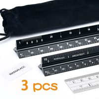 MASGALACC 12-Inch Architectural Scale Ruler Set (Imperial)  Laser-Etched Triangular Drafting Tool for Blueprints Scale  Architectural Drafting Ruler Standard Metal Architect Ruler