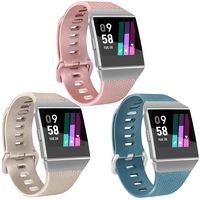 Vancle 3 Pack Rose Gold Silver Bands Compatible with Fitbit Ionic for Women Men, Classic Replacement Accessory Wristbands Compatible with Fitbit Ionic SmartWatch (Rose Gold/Gold/Slate, Small)