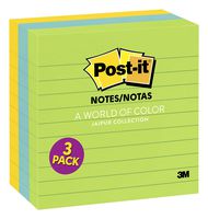 Post-it Notes, America's #1 Favorite Sticky Note, 4 in x 4 in, Jaipur Collection Lined, 3 Pads/Pack (675-3AUL)