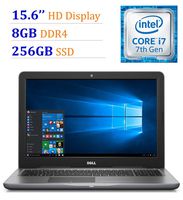 Business Dell Inspiron 15.6" HD Display Laptop PC Intel i7-7500U Processor 8GB DDR4 RAM 256GB SSD DVD-RW Backlit keyboard HDMI HD graphics 620 Webcam Bluetooth Windows 10-Gray