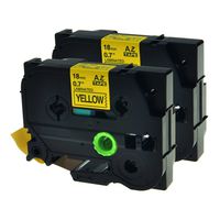 GREENCYCLE Replacement Label Tape Compatible for Brother Tz-641 Tz641 Tze641 Black On Yellow 18mm Label Maker Pack of 2