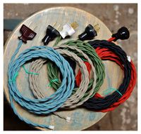 8' Twisted Cloth Covered Wire & Plug, Vintage Light Rewire Kit, Lamp Cord, rayon