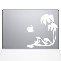 The Decal Guru Beach Wave Decal Vinyl Sticker, 11" MacBook Air, White (1449-MAC-11A-W)