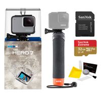 GoPro Hero7 White Bundle with Float Handle, Sandisk 32GB MicroSDHC Memory Card and Cleaning Kit