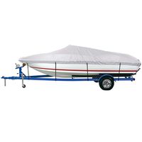 iCOVER Trailerable Waterproof Boat Cover, Heavy Duty Marine Grade Canvas, Fits V-Hull,Fish&Ski,Pro-Style,Fishing Boat,Runabout,Bass Boat, up to 14ft-15ft Long and 68" Wide