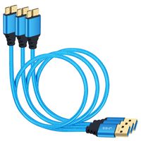 Eversame 1.5 Ft/50cm Super speed USB 3.0 A Male to Micro B Male Charger Cord Compatible for Galaxy S5/Note 3, 2.5 (3-Pack, Blue)