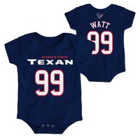 OuterStuff NFL Newborn Infants Team Color Name and Number Bodysuit Creeper (18 Months, JJ Watt Houston Texans Home Navy)