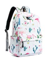 Leaper Cute Flamingo School Backpack Girls Travel Bag Laptop Bag White [9110]