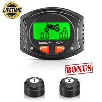 Tymate TPMS Tire Pressure Wireless System for Motorcycle, Tire Pressure Monitoring System with 2 DIY Sensors - Waterproof Digital LCD Display, Gauge Monitoring System for Motorcycle - 5 Alarm Modes