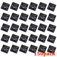 150 Pack Black Cable Tie Mounts with Strong Self Adhesive Backed - Viaky Screw Hole Anchor Point Wire Management Zip Tie Base Holders for Home, Work, School and Office