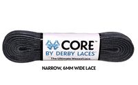 Derby Laces CORE Narrow 6mm Waxed Lace for Figure Skates, Roller Skates, Boots, and Regular Shoes (Slate Gray, 120 Inch / 305 cm)