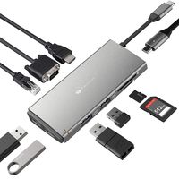 USB C Hub Adapter for MacBook Pro 2019 / MacBook 2018, Keychron 10 in 1 Thunderbolt 3 Type C Hub with 4K HDMI/Ethernet Port / 4 USB 3.0 Ports / 1080P VGA/SD/TF Card Reader/Power Fast Delivery