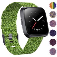 DAIKA Fabric Bands Compatible with Fitbit Versa/Versa 2/Versa Lite Stylish Woven Wristbands with Stainless Steel Buckle Fits for Women Men, Large Small