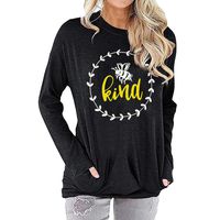 Chaofanjiancai Women Be Kind T Shirts Casual Long Sleeve Crew Neck Graphic Sweatshirt Cute Pullover Tops with Pockets (L, Black Blouse)