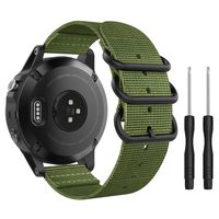 MoKo Band Compatible with Garmin Fenix 5, Fine Woven Nylon Adjustable Replacement Strap with Metal Buckle for Garmin Fenix 5/5 Plus/Instinct/Forerunner 935/Approach S60 Smart Watch- Army Green