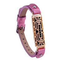 for Fitbit Flex2 Leather Bands, UNEXTATI for Fitbit Flex2 Bracelet Accessories Bangle Leather and Metal Bands Wristbands for Flex2 - Gold Case + Pink