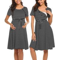 Iusun Women's Maternity Dress Stripe Short Sleeve Mother Sundress Nursing Breastfeeding Pregnants for Summer Daily Vacation Holiday