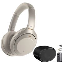 Sony WH1000XM3 Wireless Noise-Canceling Headphones (Silver) XB01 Extra Bass Portable Bluetooth Speaker (Black) Bundle