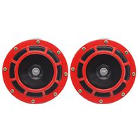 Car Electric Loud Horn 12V RED High and Low Tone Metal Twin Horn Kit with Bracket for Cars, SUVs, RVs, Vans, Motorcycles, Off-Road Boats