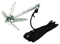 attwood 11959-1 Universal 3lb Marine Grapnel Folding Anchor with 20-Foot MFP Rope and Mesh Storage Bag