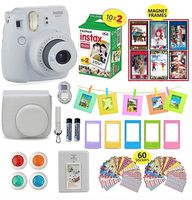 Fujifilm Instax Mini 9 Camera Smokey White Instax Camera Bundle + 20 Instant Film Sheets, Instax Case + 14 PC Instax Accessories Bundle, Fuji Instax Mini 9 Gift Kit, 2 Albums, 4 Lenses, 5 Desk Frames