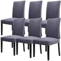 Fuloon 6 Pack Super Fit Stretch Removable Washable Short Dining Chair Protector Cover Seat Slipcover for Hotel,Dining Room,Ceremony,Banquet Wedding Party (Grey)