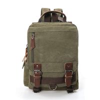 Small Canvas Travel Backpack Purse Rucksack One Strap Sling Cross body Messenger Bag (Green)