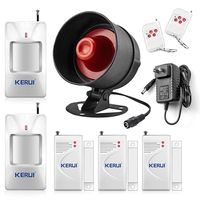 KERUI Standalone Home Office Shop Security Alarm System Kit, Wireless Loud Indoor/Outdoor Weatherproof Siren Horn with Remote Control and Door Contact Sensor,Motion Sensor,Up to 110db