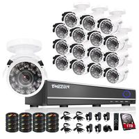 TMEZON 16CH Channel HDMI DVR CCTV Kits Security Cameras System 800tvl IR Cut Outdoor Bullet Hi-Resolution Video Surveillance Cameras with 1TB Hard Drive