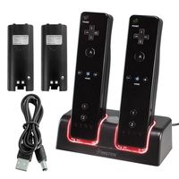 Insten Dual Remote Charging Dock Charger Station with 2 Rechargeable 2800mAh Batteries & LED Light Indicator Docking Compatible With NINTENDO Wii / Wii U Game Controller, Black