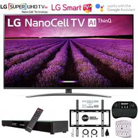 LG 65SM8100AUA 65" Nano Cell 4K Ultra HD LED TV w/ThinQ AI (2019) w/Soundbar Bundle Includes Deco Gear Home Theater Surround Sound 31" Soundbar, Flat Wall Mount Kit for 45-90 inch TVs and More