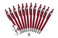 12 Pack Red Stylus with Ball Point Pen for iPad Mini, iPad 2/3, new iPad, iPhone 5 4S 4 3GS, iPod Touch, Motorola Xoom, Xyboard, Droid, Samsung Galaxy Asus (12 Pack Red)
