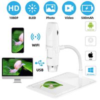 Wireless Digital Microscope PFC Optics USB 50X-1000X 1080P Handheld Portable Mini WiFi Microscope Camera with 8 LED Lights for iPhone/iPad/Mac/Android Phone/Tablet/PC