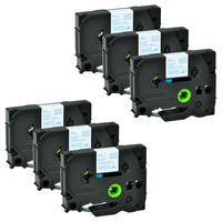 GREENCYCLE Compatible for Brother P-Touch TZe-FA3 TZe FA3 Blue on White Fabric Iron-on Tape 12mm x 3m 1/2" x 10ft for PT-1890 PT1890 Label Maker 6 Pack