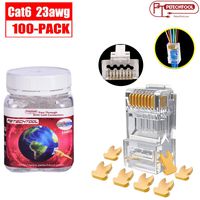 RJ45 23AWG Cat6a Cat6 Connector Gold Plated 8P8C Pass Through Plug （100Packs）