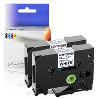 KCMYTONER 2 Pack Compatible for Brother TZ TZe Laminated Tape TZe241 TZ241 TZe-241 TZ-241 Black on White P-Touch Label Maker 3/4 Inch (18mm) x 26.2 ft (8m)