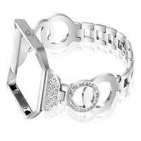 Nigaee for Fitbit Blaze Bands for Women Small, Stainless Steel Metal Replacement Band with Frame Compatible for Fitbit Blaze, Rhinestone Bling Accessories Wristband Strap-Silver