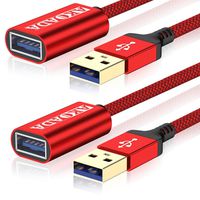 AkoaDa USB 3.0 Extension Cable,2pack Type A Male to USB A Female Extender Cord [6.6ft+10ft] 5Gbps Data Transfer Compatible with Keyboard,USB Flash Drive,Playstation,Mouse,Hard Drive and More(Red)