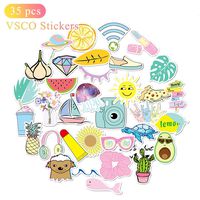 VSCO Stickers for Water Bottles, Waterproof Aesthetic Quality Vinyl Stickers 35pcs with Packaging Box for Teens Kids Girls - Perfect for Laptop, Hydro Flask, Phone, Travel Case, Refrigerator