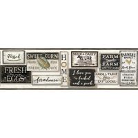 York Wallcoverings Farm To Table Border - Black |Spray with Water and Hang | Ultra Easy
