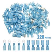 220pcs Heat Shrink Spade Connectors - Sibaok 16-14 Gauge Fully Insulated Female & Male Electrical Spade Terminals - Waterproof Quick Disconnect Crimp Connector Kit - Blue