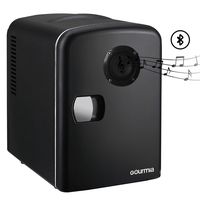Gourmia GMF668 Thermoelectric Mini Fridge Cooler and Warmer - With Bluetooth Speaker - 4 Liter/6 Can - For Home, Office, Car, Dorm or Boat - Compact & Portable - AC & DC Power Cords - Black