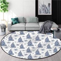 RUGSMAT Winter Round Area Rug,Abstract Blue Trees Snow Non-Slip Bathroom Soft Floor Mat Home Decor Diameter-51