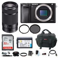 Sony Alpha a6000 Mirrorless Camera w/ 55-210mm Lens and 32GB SD Card Bundle