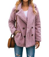 PRETTYGARDEN Women's Fashion Long Sleeve Lapel Zip Up Faux Shearling Shaggy Oversized Coat Jacket with Pockets Warm Winter (Z-Pink, XXX-Large)