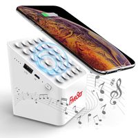 Five Star Wireless TWS Bluetooth Speaker 3-in-1 Portable Bluetooth Speaker with Osculum Phone Holder White with Android S8/S8plus S7, S7 Edge, X/XS/8/8 Plus, All Qi-Enabled Devices
