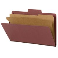 Smead SuperTab Classification Folder with SafeSHIELD  Fasteners, Oversized Tab, 2 Dividers, 2" Expansion, Legal Size, Red, 10 per Box (19070)