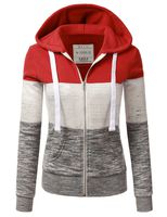 Doublju Lightweight Thin Zip-Up Hoodie Jacket for Women with Plus Size RED Medium